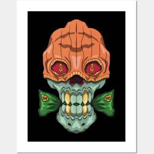 crazy money skull Posters and Art